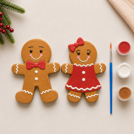 Gingerbread Plaster Paint Kit - Christmas Craft Activity for Kids