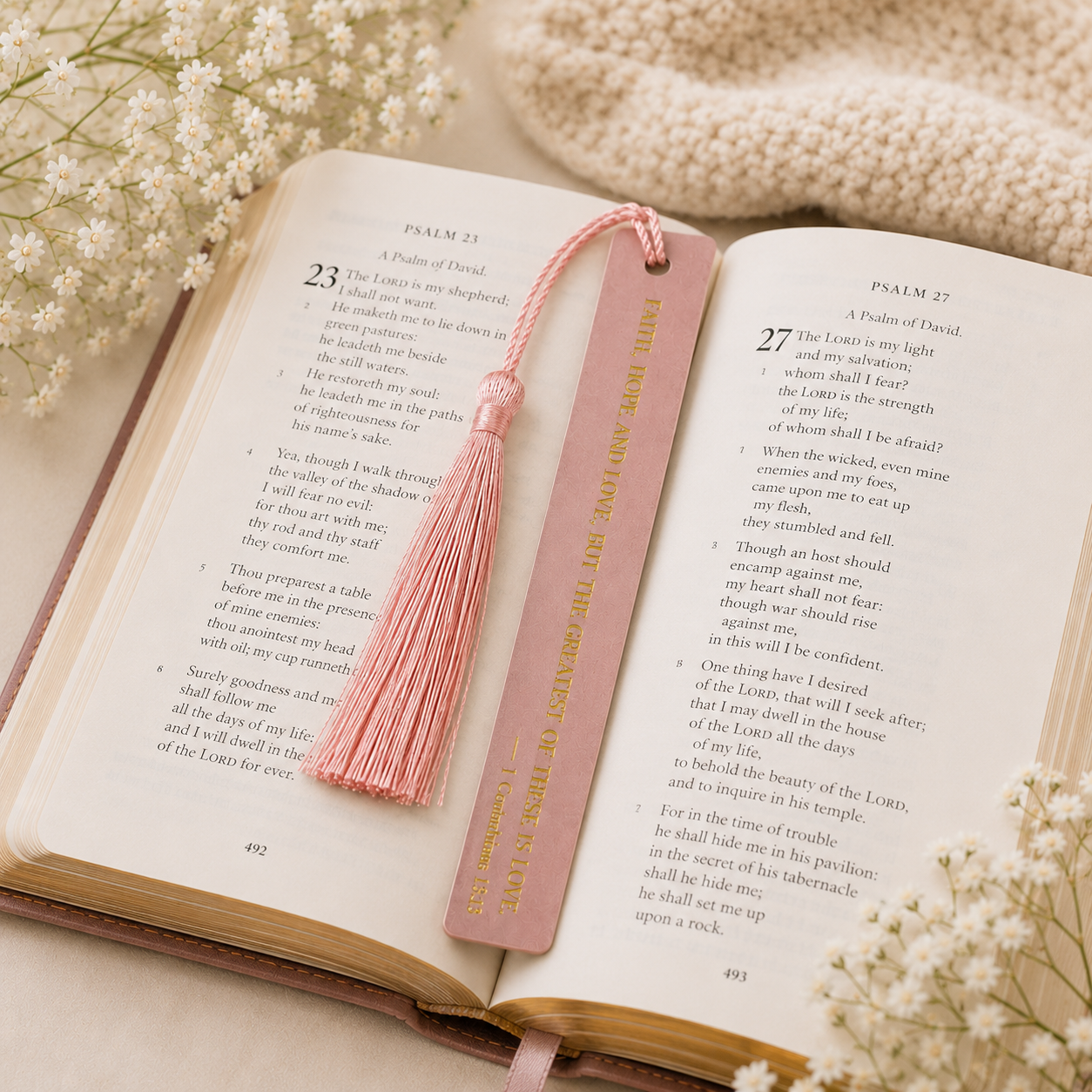 Love Faux Leather Christian Bookmark | Scripture Bookmark | 1 Corinthians 13:13 Faith Gift