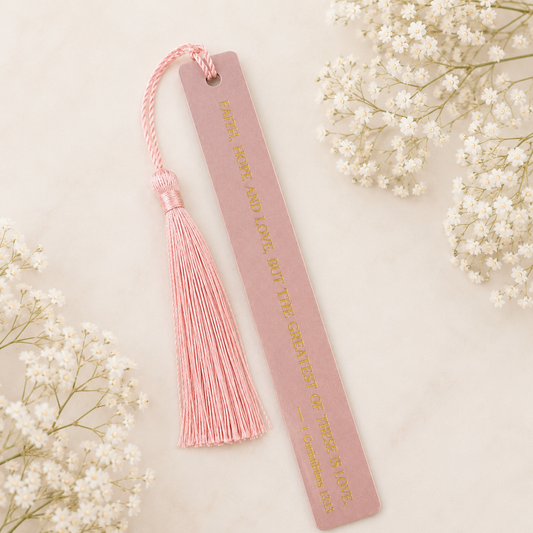 Love Faux Leather Christian Bookmark | Scripture Bookmark | 1 Corinthians 13:13 Faith Gift