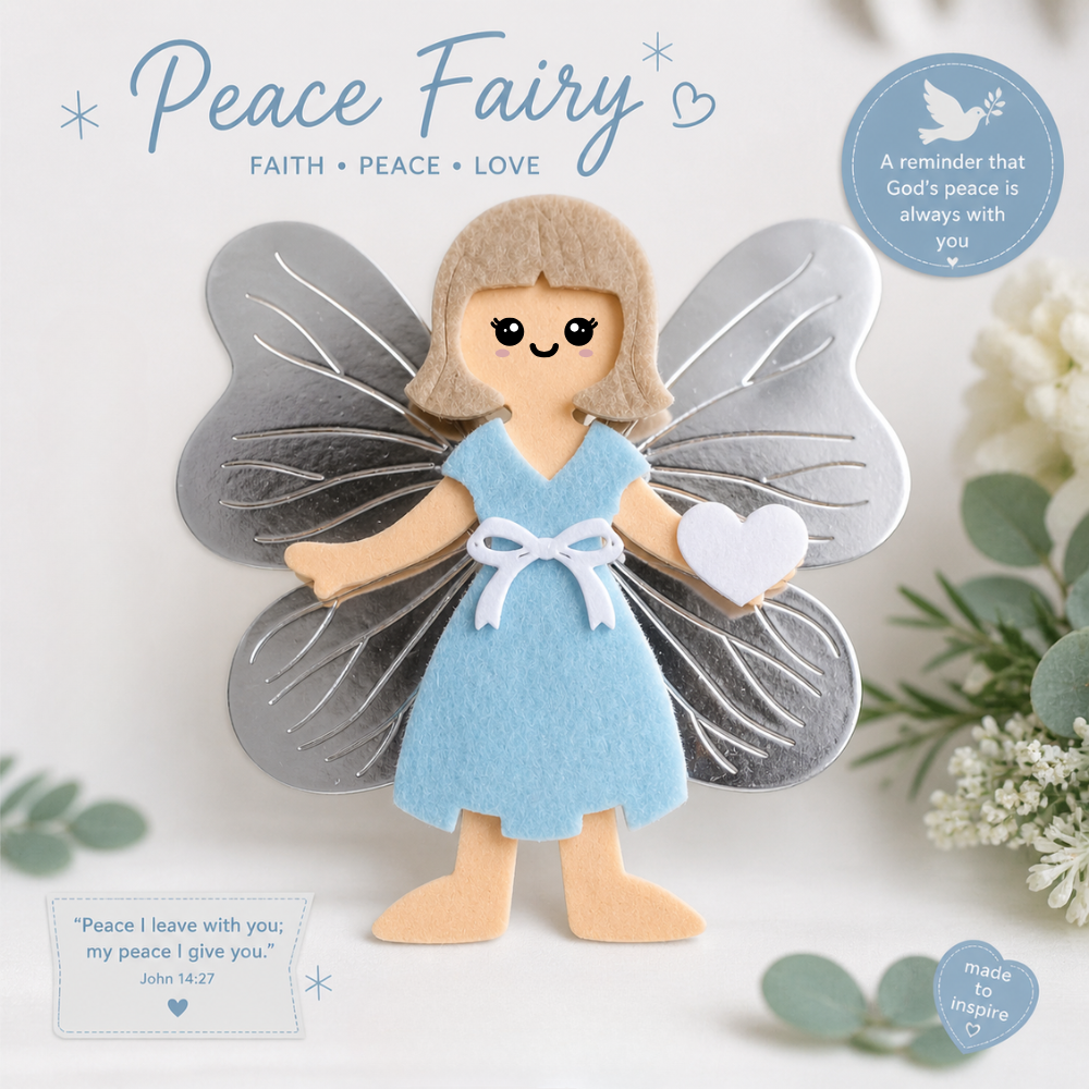 finished example of our peace fairy craft keepsake