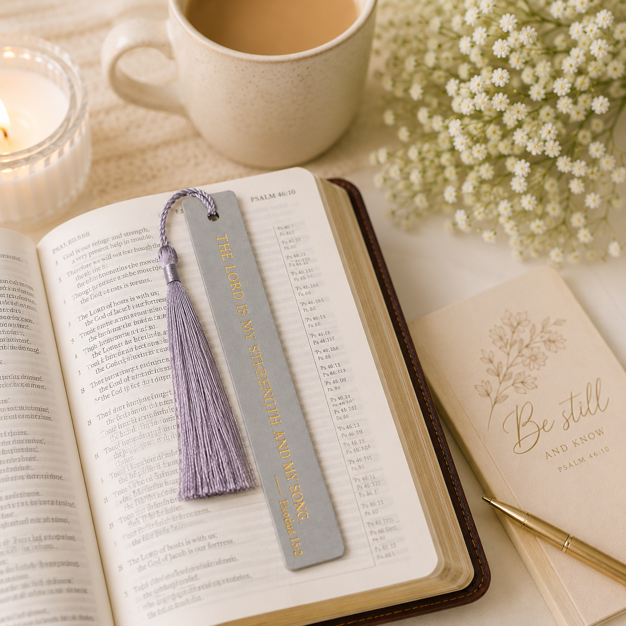 Strength Faux Leather Christian Bookmark | Exodus 15:2 Scripture Bookmark