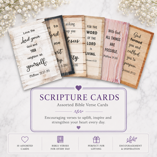 Rustic Wood Scripture Cards – Assorted Bible Verse Cards (5 Pack)