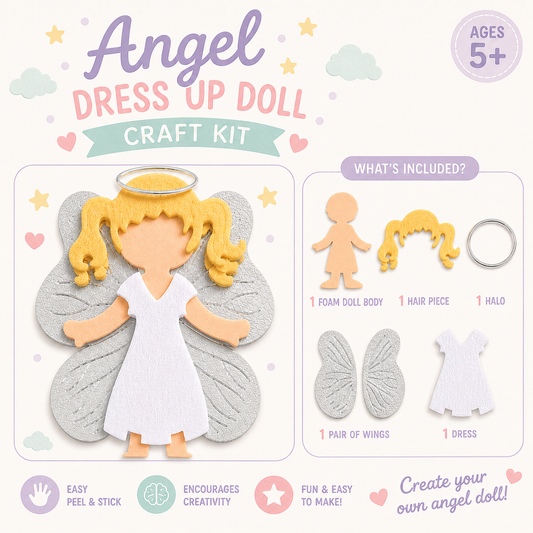 Angel Dress Up Doll Craft Kit for Kids - Faith-Inspired Creative Activity