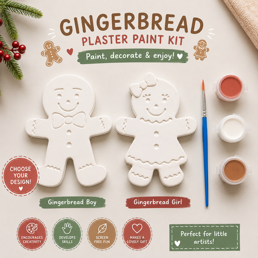 Gingerbread Plaster Paint Kit - Christmas Craft Activity for Kids