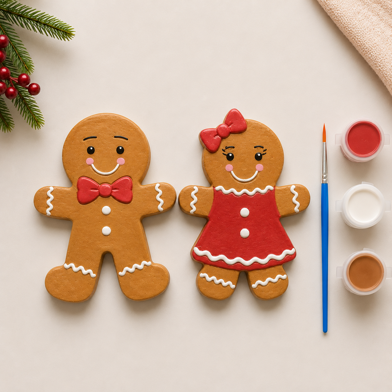 Gingerbread Plaster Paint Kit - Christmas Craft Activity for Kids