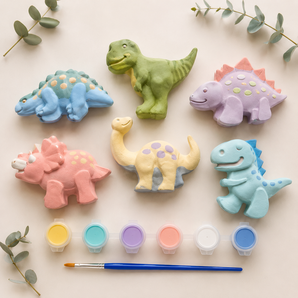Dinosaur plaster paint kit painted dinosaurs