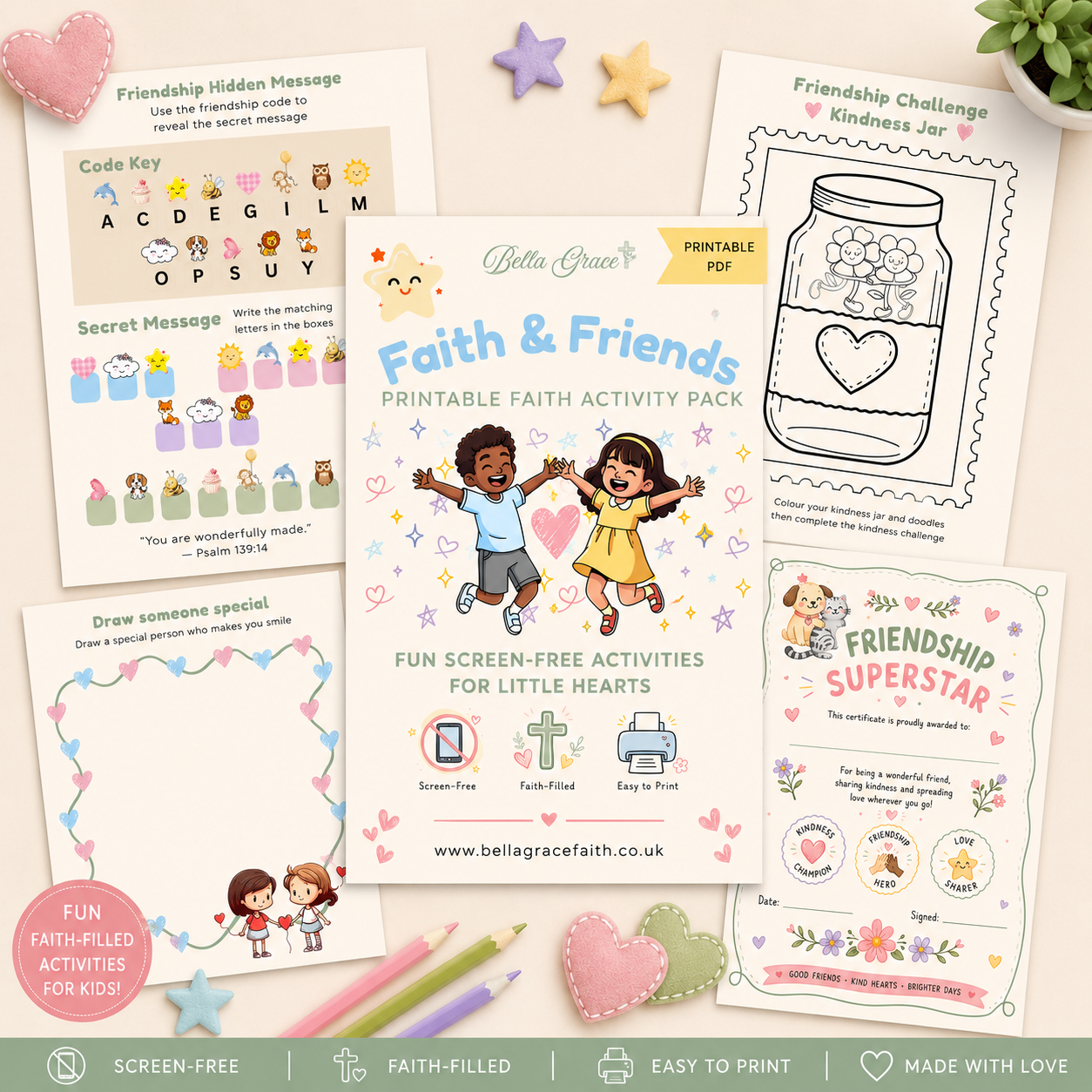 Faith and Friends Activity pack, Filled with games, learning and Faith