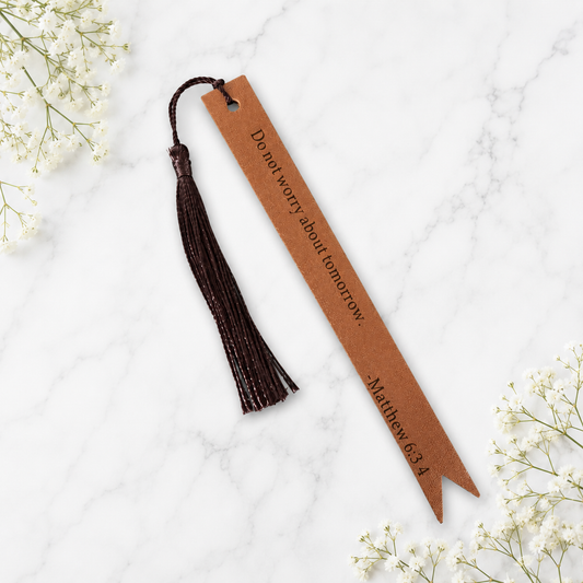 Generosity Faux Leather Christian Bookmark | Matthew 6:3–4 Scripture Bookmark