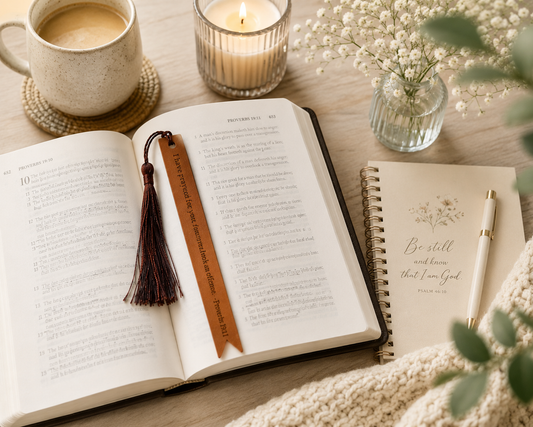 Grace Faux Leather Christian Bookmark | Proverbs 19:11 Scripture Bookmark