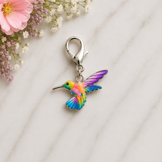 Rainbow-colored hummingbird Christian bible bag charm Christian Encouragement Gift