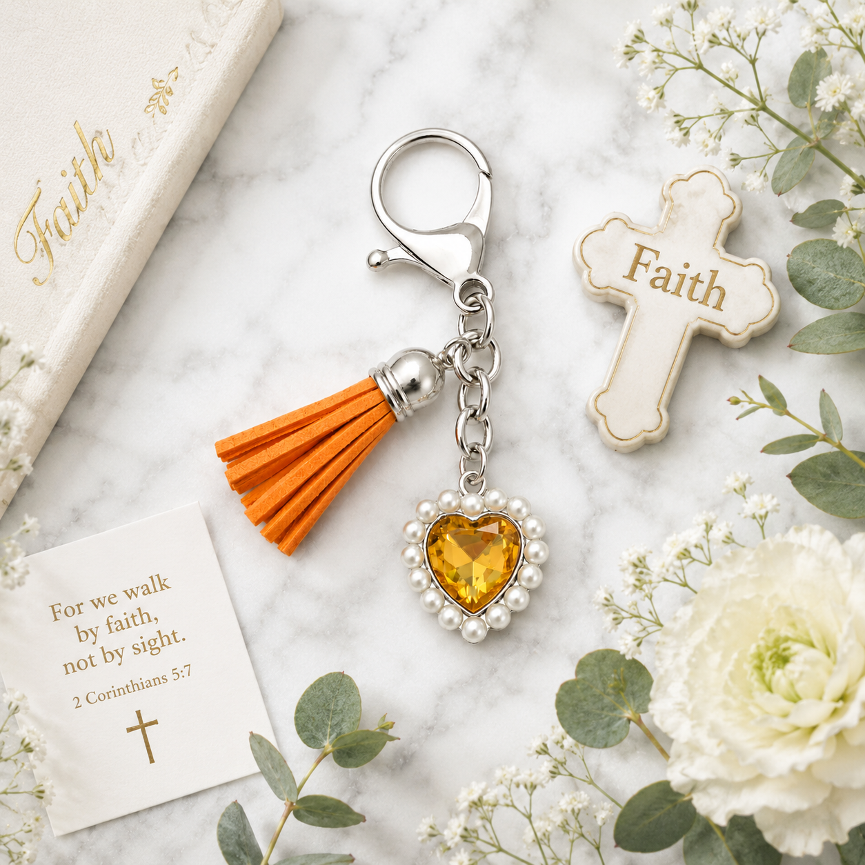 Joy Heart Faith Inspiration Keyring - Nehemiah 8:10 Christian Encouragement Gift