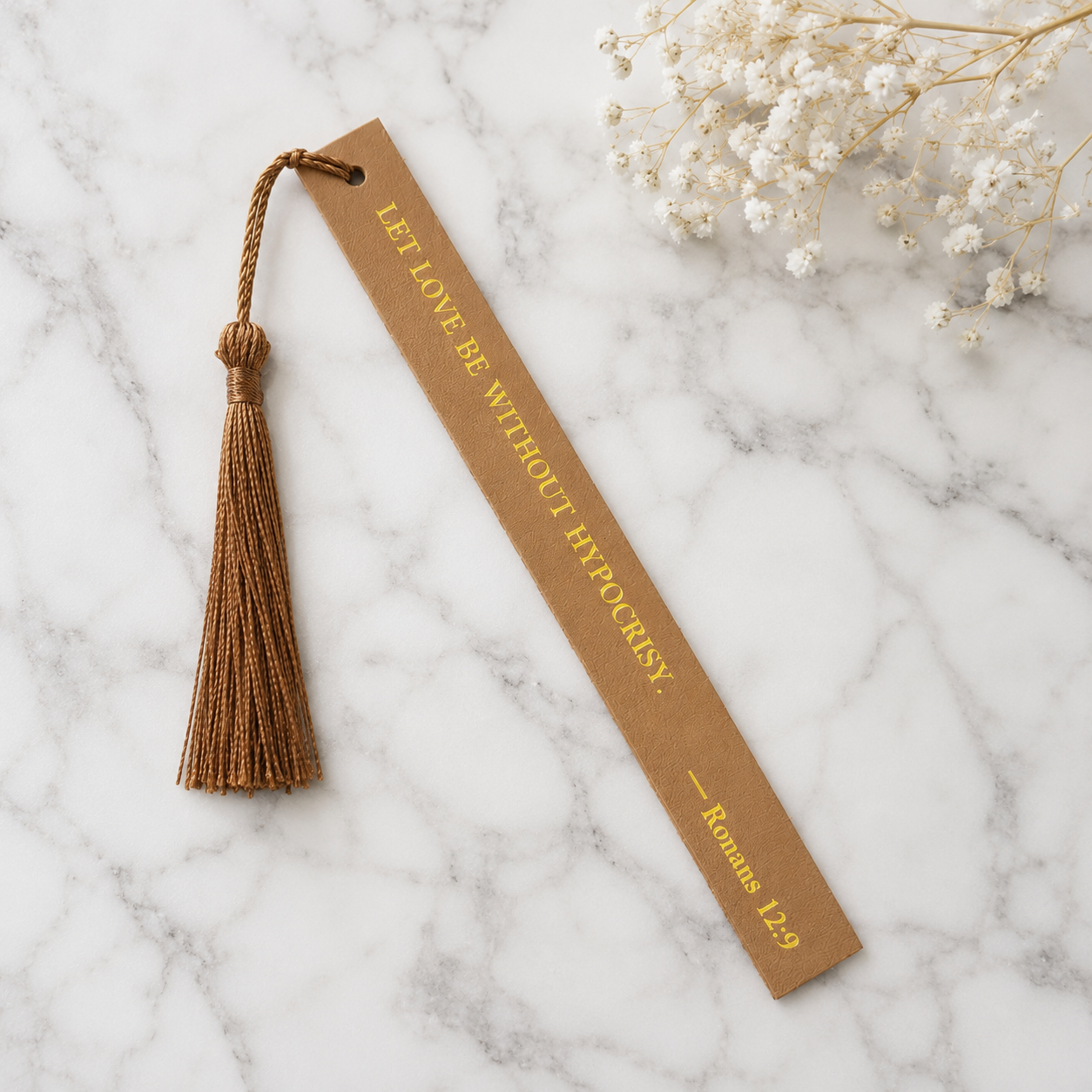 Love Faux Leather Christian Bookmark | Romans 12:9 Scripture Bookmark