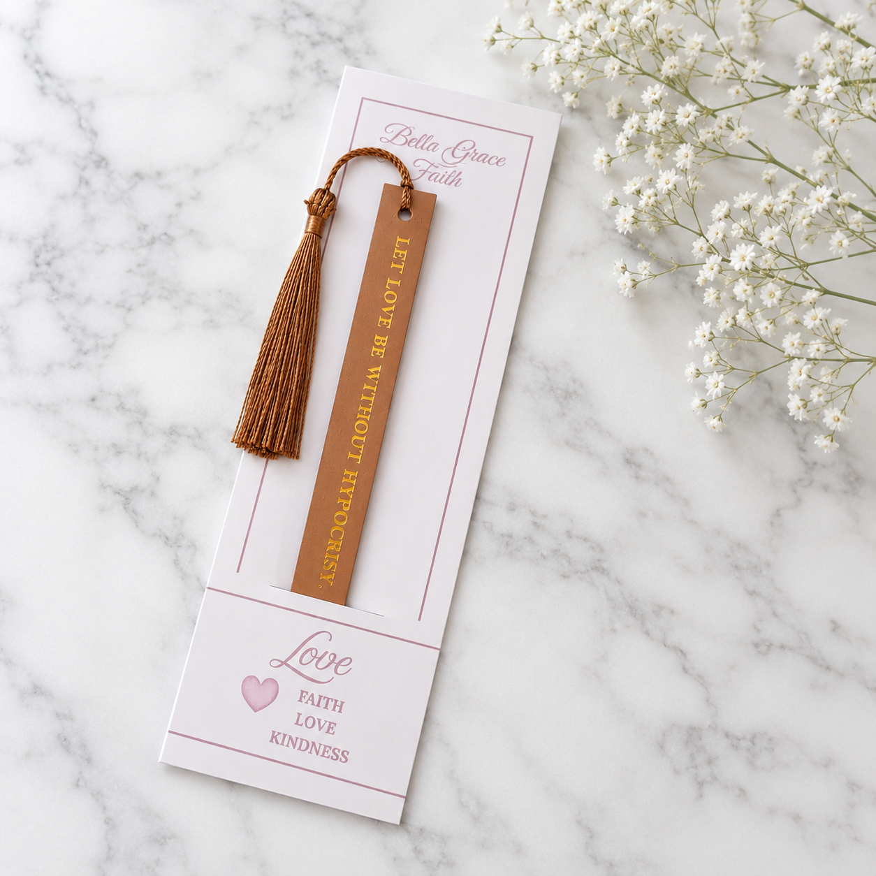Love Faux Leather Christian Bookmark | Romans 12:9 Scripture Bookmark