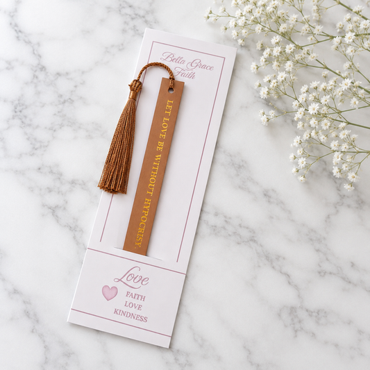 Love Faux Leather Christian Bookmark | Romans 12:9 Scripture Bookmark