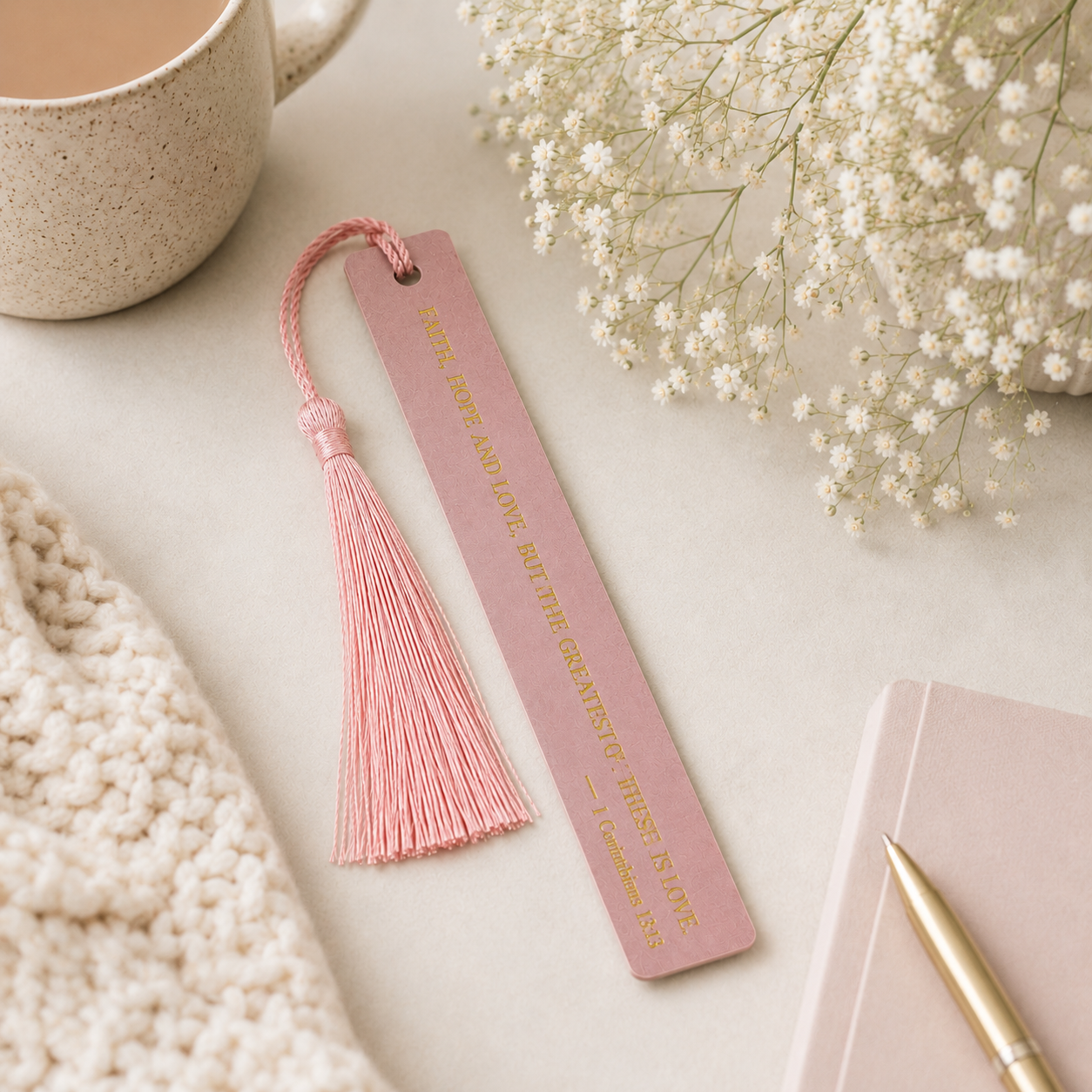 Love Faux Leather Christian Bookmark | Scripture Bookmark | 1 Corinthians 13:13 Faith Gift