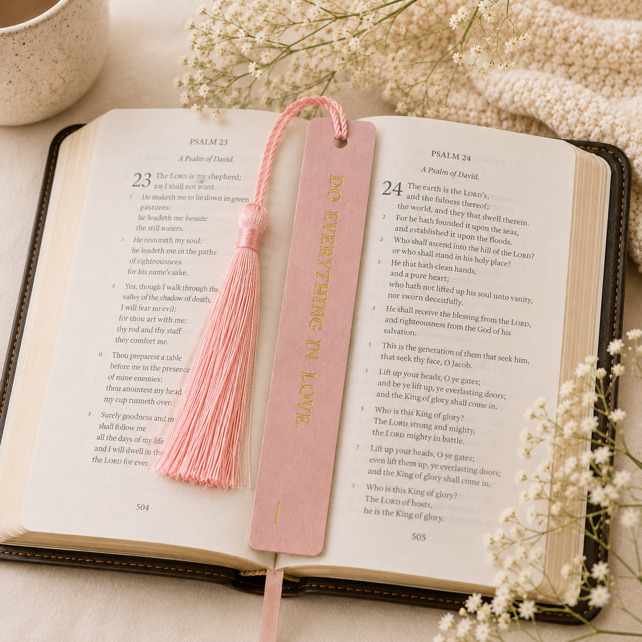 Love Faux Leather Christian Bookmark | Scripture Bookmark | 1 Corinthians 16:14 Faith Gift
