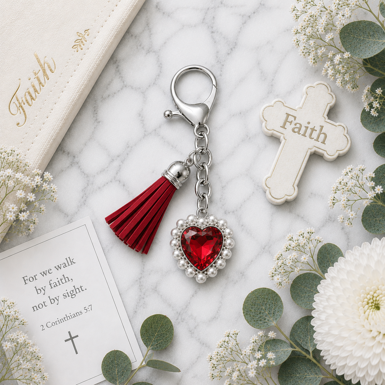 Loved Heart Faith Inspiration Keyring - Jeremiah 3:13 Christian Encouragement Gift