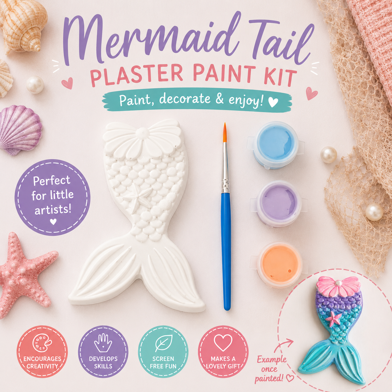 Mermaid tail plaster paint kit for kids