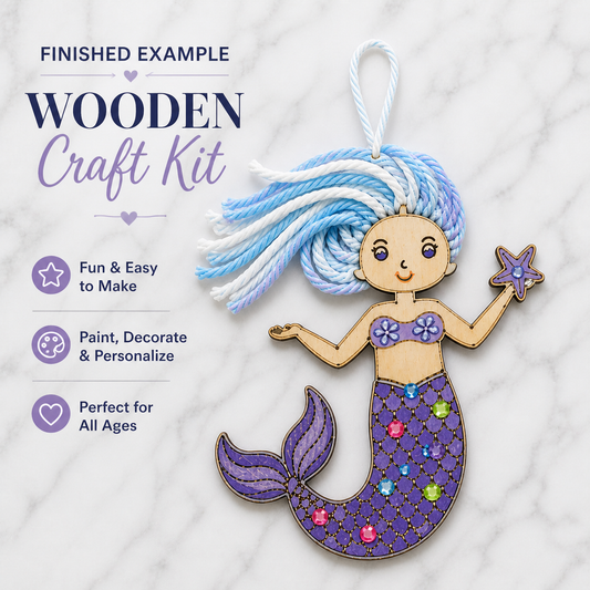 Mermaid wooden craft kit finished example 