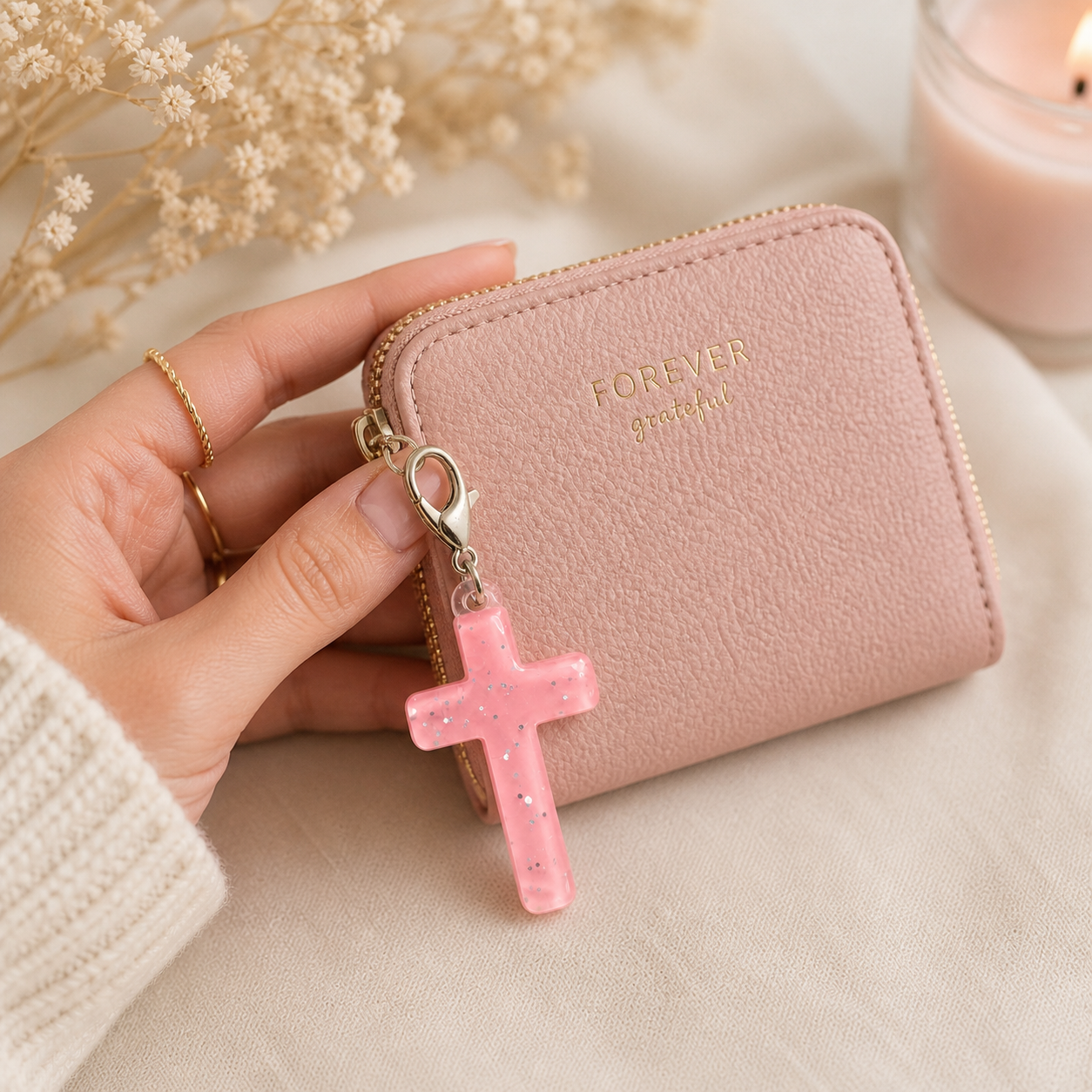 Soft Cross Purse Clip Charm Christian Gift