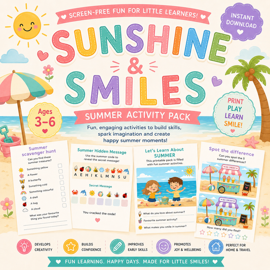 Sunshine & Smiles activity pack filled with games and puzzles for ages 3 - 6