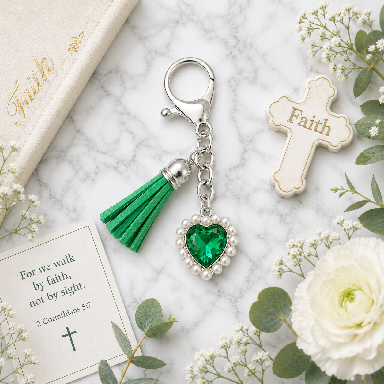 Trust Heart Faith Inspiration Keyring - Proverbs 3:5 Christian Encouragement Gift