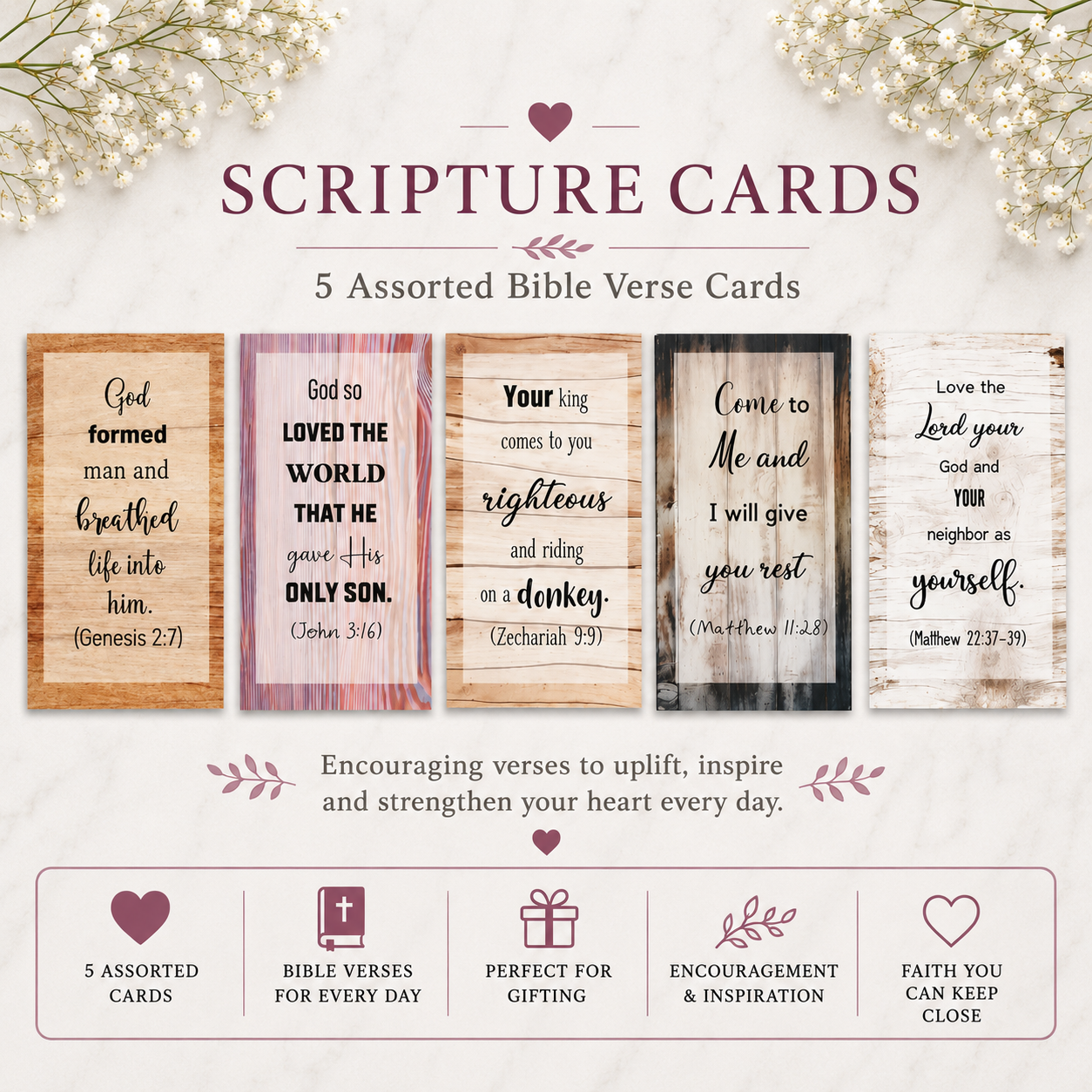wood effect scripture cards